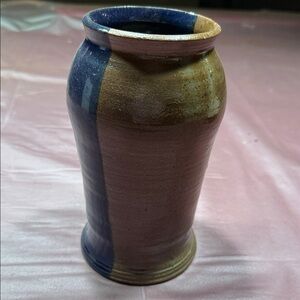 Handcrafted Blue and Brown Ceramic Vase